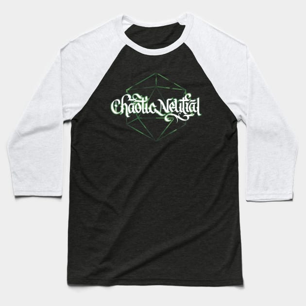 Chaotic Neutral D20 Baseball T-Shirt by polliadesign